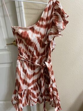 Banana Republic One-Shoulder Tie-Dye Ruffle Dress